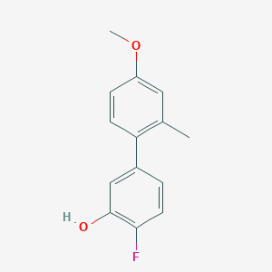 molecular formula C14H13FO2 B1651426 2-Fluoro-5-(4-methoxy-2-methylphenyl)phenol CAS No. 1261945-18-9