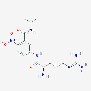 molecular formula C16H25N7O4 B1651444 L-Arginine-[4-nitro-3-(carboxy-iso-propyl amid)-phenyl] ester dihydrochloride CAS No. 1263047-34-2