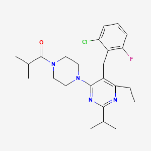 molecular formula C24H32ClFN4O B1651449 1-{4-[5-(2-Chloro-6-fluorobenzyl)-6-ethyl-2-isopropyl-4-pyrimidinyl]piperazino}-2-methyl-1-propanone CAS No. 1263170-00-8