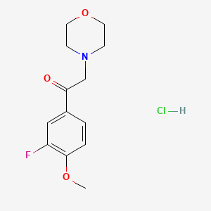 molecular formula C13H17ClFNO3 B1651460 Ethanone, 1-(3-fluoro-4-methoxyphenyl)-2-(4-morpholinyl)-, hydrochloride CAS No. 126581-59-7