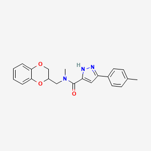 molecular formula C21H21N3O3 B1651473 N-[(2,3-dihydro-1,4-benzodioxin-2-yl)methyl]-N-methyl-3-(4-methylphenyl)-1H-pyrazole-5-carboxamide CAS No. 1268713-65-0