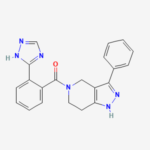 molecular formula C21H18N6O B1651479 (3-phenyl-1,4,6,7-tetrahydropyrazolo[4,3-c]pyridin-5-yl)-[2-(1H-1,2,4-triazol-5-yl)phenyl]methanone CAS No. 1268990-72-2