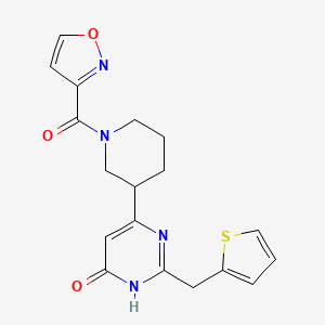 molecular formula C18H18N4O3S B1651483 6-[1-(isoxazol-3-ylcarbonyl)piperidin-3-yl]-2-(2-thienylmethyl)pyrimidin-4(3H)-one CAS No. 1269050-35-2