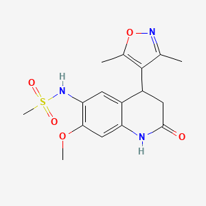 molecular formula C16H19N3O5S B1651485 N-[4-(3,5-dimethylisoxazol-4-yl)-7-methoxy-2-oxo-1,2,3,4-tetrahydroquinolin-6-yl]methanesulfonamide CAS No. 1269052-56-3