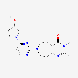 molecular formula C18H24N6O2 B1651489 7-[4-(3-hydroxypyrrolidin-1-yl)pyrimidin-2-yl]-2,3-dimethyl-3,5,6,7,8,9-hexahydro-4H-pyrimido[4,5-d]azepin-4-one CAS No. 1269053-25-9