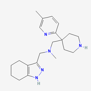 molecular formula C21H31N5 B1651490 N-methyl-1-[4-(5-methylpyridin-2-yl)piperidin-4-yl]-N-(4,5,6,7-tetrahydro-1H-indazol-3-ylmethyl)methanamine CAS No. 1269053-57-7