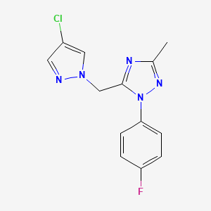 molecular formula C13H11ClFN5 B1651493 5-[(4-Chloropyrazol-1-yl)methyl]-1-(4-fluorophenyl)-3-methyl-1,2,4-triazole CAS No. 1269054-49-0