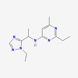 molecular formula C13H20N6 B1651495 2-ethyl-N-[1-(2-ethyl-1,2,4-triazol-3-yl)ethyl]-6-methylpyrimidin-4-amine CAS No. 1269087-80-0