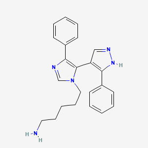 molecular formula C23H25N5 B1651506 5-[4-phenyl-5-(5-phenyl-1H-pyrazol-4-yl)imidazol-1-yl]pentan-1-amine CAS No. 1269202-78-9