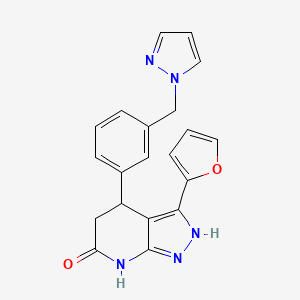molecular formula C20H17N5O2 B1651511 3-(Furan-2-yl)-4-[3-(pyrazol-1-ylmethyl)phenyl]-2,4,5,7-tetrahydropyrazolo[3,4-b]pyridin-6-one CAS No. 1269288-64-3