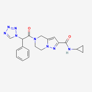 molecular formula C19H20N8O2 B1651512 N-cyclopropyl-5-[phenyl(1H-tetrazol-1-yl)acetyl]-4,5,6,7-tetrahydropyrazolo[1,5-a]pyrazine-2-carboxamide CAS No. 1269288-80-3