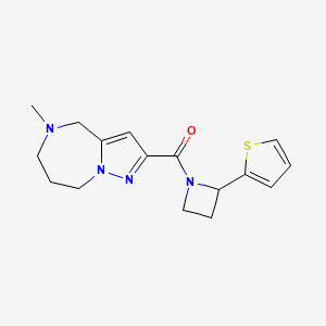molecular formula C16H20N4OS B1651519 5-methyl-2-{[2-(2-thienyl)azetidin-1-yl]carbonyl}-5,6,7,8-tetrahydro-4H-pyrazolo[1,5-a][1,4]diazepine CAS No. 1269383-48-3