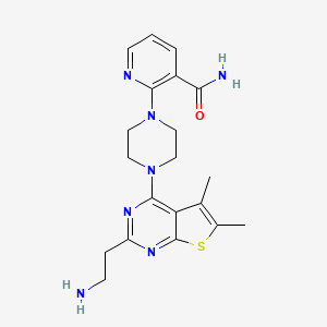 molecular formula C20H25N7OS B1651520 2-{4-[2-(2-Aminoethyl)-5,6-dimethylthieno[2,3-d]pyrimidin-4-yl]piperazin-1-yl}nicotinamide CAS No. 1269384-13-5