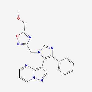 molecular formula C20H17N7O2 B1651521 5-(Methoxymethyl)-3-[(4-phenyl-5-pyrazolo[1,5-a]pyrimidin-3-ylimidazol-1-yl)methyl]-1,2,4-oxadiazole CAS No. 1269384-27-1