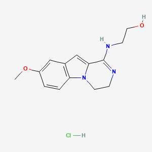 molecular formula C14H18ClN3O2 B1651538 Ethanol, 2-((3,4-dihydro-8-methoxypyrazino(1,2-a)indol-1-yl)amino)-, monohydrochloride CAS No. 127556-80-3