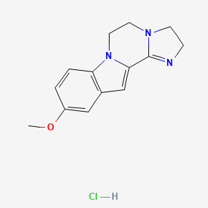 molecular formula C14H16ClN3O B1651539 Imidazo(2',1':3,4)pyrazino(1,2-a)indole, 2,3,5,6-tetrahydro-10-methoxy-, monohydrochloride CAS No. 127556-85-8