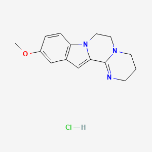 molecular formula C15H18ClN3O B1651540 2H-Pyrimido(2',1':3,4)pyrazino(1,2-a)indole, 3,4,6,7-tetrahydro-11-methoxy-, monohydrochloride CAS No. 127556-86-9