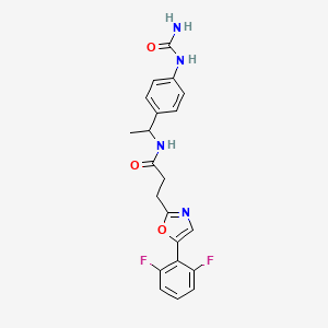 N-[1-[4-(Carbamoylamino)phenyl]ethyl]-3-[5-(2,6-difluorophenyl)-1,3-oxazol-2-yl]propanamide