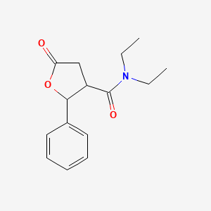 molecular formula C15H19NO3 B1651771 N,N-Diethyl-5-oxo-2-phenyltetrahydro-3-furamide CAS No. 13390-03-9