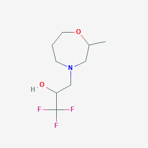 molecular formula C9H16F3NO2 B1651773 1,1,1-Trifluoro-3-(2-methyl-1,4-oxazepan-4-yl)propan-2-ol CAS No. 1339872-08-0