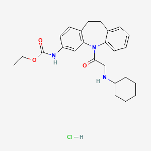 Carbamic acid, (5-((cyclohexylamino)acetyl)-10,11-dihydro-5H-dibenz(b,f)azepin-3-yl)-, ethyl ester, hydrochloride, hydrate (1:1:1)
