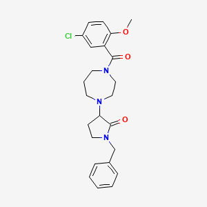 molecular formula C24H28ClN3O3 B1651780 1-Benzyl-3-[4-(5-chloro-2-methoxybenzoyl)-1,4-diazepan-1-yl]-2-pyrrolidinone CAS No. 1340680-00-3
