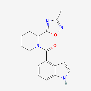 molecular formula C17H18N4O2 B1651782 4-{[2-(3-methyl-1,2,4-oxadiazol-5-yl)piperidin-1-yl]carbonyl}-1H-indole CAS No. 1340777-96-9