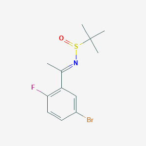molecular formula C12H15BrFNOS B1651815 2-propanesulfinamide,N-[1-(2-fluoro-5-bromophenyl)ethylidene]-2-methyl,[S(R)]- CAS No. 1346145-51-4