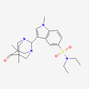 molecular formula C23H32N4O3S B1651822 1H-Indole-5-sulfonamide, N,N-diethyl-3-(5,7-dimethyl-6-oxo-1,3-diazatricyclo(3.3.1.1(sup 3,7))dec-2-yl)-1-methyl- CAS No. 134828-36-7