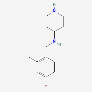 molecular formula C13H19FN2 B1651826 N-[(4-fluoro-2-methylphenyl)methyl]piperidin-4-amine CAS No. 1349972-69-5