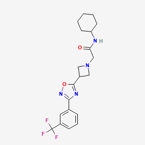 molecular formula C20H23F3N4O2 B1651847 N-Cyclohexyl-2-[3-[3-[3-(trifluoromethyl)phenyl]-1,2,4-oxadiazol-5-yl]azetidin-1-yl]acetamide CAS No. 1351612-65-1