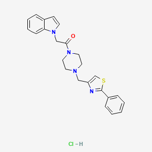 molecular formula C24H25ClN4OS B1651849 2-(1H-indol-1-yl)-1-(4-((2-phenylthiazol-4-yl)methyl)piperazin-1-yl)ethanone hydrochloride CAS No. 1351614-18-0