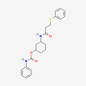 3-(3-(Phenylthio)propanamido)cyclohexyl phenylcarbamate