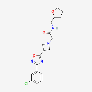 2-[3-[3-(3-Chlorophenyl)-1,2,4-oxadiazol-5-yl]azetidin-1-yl]-N-(oxolan-2-ylmethyl)acetamide