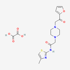 molecular formula C18H22N4O7S B1651860 2-(4-(2-(呋喃-2-基)-2-氧代乙基)哌嗪-1-基)-N-(4-甲基噻唑-2-基)乙酰胺草酸盐 CAS No. 1351647-95-4