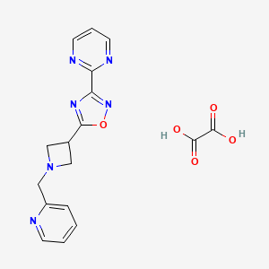 molecular formula C17H16N6O5 B1651862 5-(1-(Pyridin-2-ylmethyl)azetidin-3-yl)-3-(pyrimidin-2-yl)-1,2,4-oxadiazole oxalate CAS No. 1351660-71-3