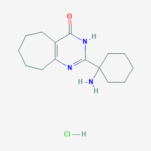 molecular formula C15H24ClN3O B1651884 2-(1-aminocyclohexyl)-3H,4H,5H,6H,7H,8H,9H-cyclohepta[d]pyrimidin-4-one hydrochloride CAS No. 1354951-20-4
