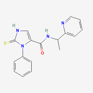 molecular formula C17H16N4OS B1651893 1-phenyl-N-[1-(pyridin-2-yl)ethyl]-2-sulfanyl-1H-imidazole-5-carboxamide CAS No. 1355488-97-9