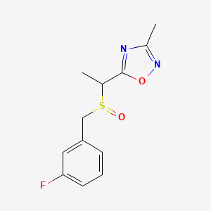 molecular formula C12H13FN2O2S B1651896 5-{1-[(3-Fluorophenyl)methanesulfinyl]ethyl}-3-methyl-1,2,4-oxadiazole CAS No. 1355828-41-9