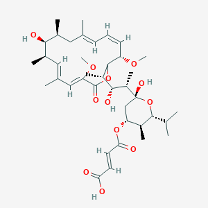 B016519 (E)-4-[2-hydroxy-2-[3-hydroxy-4-[(4E,6E,12E,14Z)-10-hydroxy-3,15-dimethoxy-7,9,11,13-tetramethyl-16-oxo-1-oxacyclohexadeca-4,6,12,14-tetraen-2-yl]pentan-2-yl]-5-methyl-6-propan-2-yloxan-4-yl]oxy-4-oxobut-2-enoic acid CAS No. 88979-61-7
