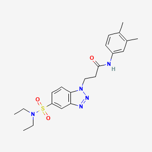 molecular formula C21H27N5O3S B1651912 3-{5-[(diethylamino)sulfonyl]-1H-1,2,3-benzotriazol-1-yl}-N-(3,4-dimethylphenyl)propanamide CAS No. 1358054-68-8