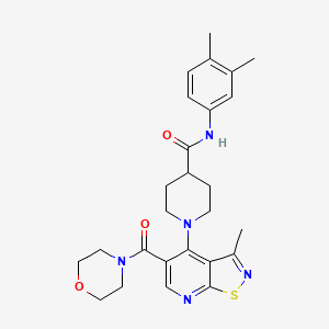 molecular formula C26H31N5O3S B1651918 N-(3,4-dimethylphenyl)-1-[3-methyl-5-(morpholin-4-ylcarbonyl)isothiazolo[5,4-b]pyridin-4-yl]piperidine-4-carboxamide CAS No. 1358667-57-8