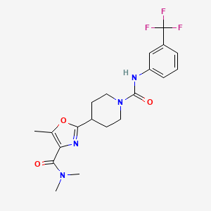 molecular formula C20H23F3N4O3 B1651919 4-{4-[(dimethylamino)carbonyl]-5-methyl-1,3-oxazol-2-yl}-N-[3-(trifluoromethyl)phenyl]piperidine-1-carboxamide CAS No. 1358667-61-4