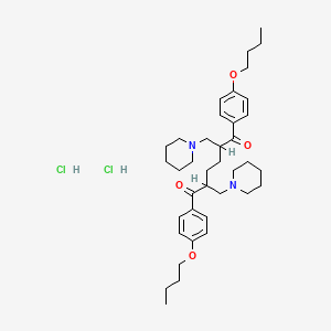 molecular formula C38H58Cl2N2O4 B1651955 1,6-Bis(4-butoxyphenyl)-2,5-bis(1-piperidinylmethyl)-1,6-hexanedione dihydrochloride CAS No. 136767-13-0