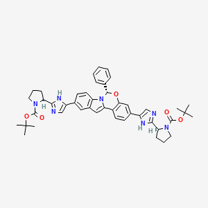 Tert-butyl (2S)-2-[5-[(6S)-3-[2-[(2S)-1-[(2-methylpropan-2-yl)oxycarbonyl]pyrrolidin-2-yl]-1H-imidazol-5-yl]-6-phenyl-6H-indolo[1,2-c][1,3]benzoxazin-10-yl]-1H-imidazol-2-yl]pyrrolidine-1-carboxylate