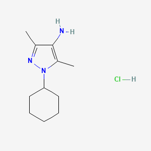 molecular formula C11H20ClN3 B1651973 1-cyclohexyl-3,5-dimethyl-1H-pyrazol-4-amine hydrochloride CAS No. 1374407-92-7