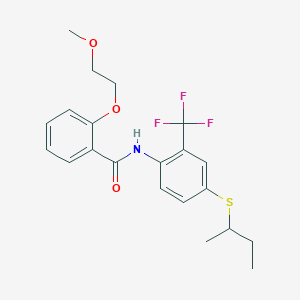 molecular formula C21H24F3NO3S B1651983 N-[4-(butan-2-ylsulfanyl)-2-(trifluoromethyl)phenyl]-2-(2-methoxyethoxy)benzamide CAS No. 1375182-11-8