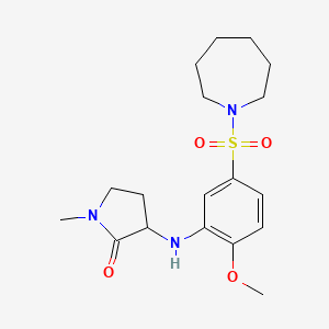 molecular formula C18H27N3O4S B1651987 3-{[5-(Azepane-1-sulfonyl)-2-methoxyphenyl]amino}-1-methylpyrrolidin-2-one CAS No. 1375897-52-1