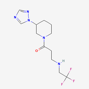 molecular formula C12H18F3N5O B1651989 1-[3-(1H-1,2,4-triazol-1-yl)piperidin-1-yl]-3-[(2,2,2-trifluoroethyl)amino]propan-1-one CAS No. 1375977-95-9