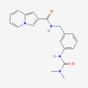 molecular formula C19H20N4O2 B1652001 N-({3-[(dimethylcarbamoyl)amino]phenyl}methyl)indolizine-2-carboxamide CAS No. 1376047-61-8